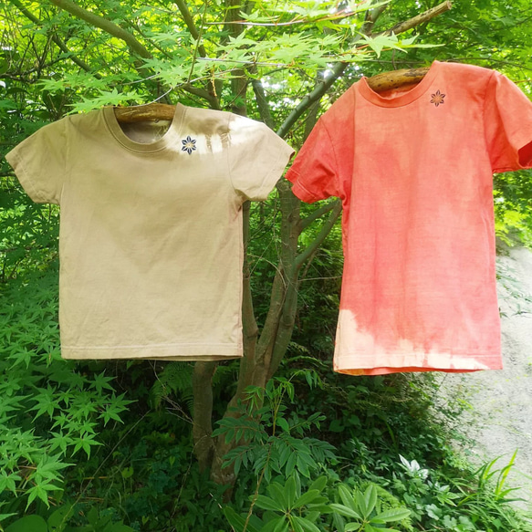 〘20％off sale〙草木染めainu kid's T-shirt*アイヌキッズTシャツ／ 蓬染め半袖120size 6枚目の画像