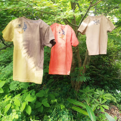 〘20％off sale〙草木染めainu kid's T-shirt*アイヌキッズTシャツ／ 蓬染め半袖120size 5枚目の画像