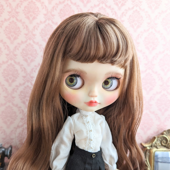 909.※単品※白のレースの前立て長袖ブラウス※ブライスアウトフィット※