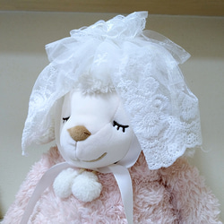 送料込☆ペット用アクセサリー犬用ヘッドドレス結婚式ウエディングベール風白レース 1枚目の画像