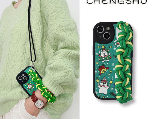 バレンチーノスマホショルダー　スマホケース スマホケース ショルダー グリーンスノーマンiPhoneケース