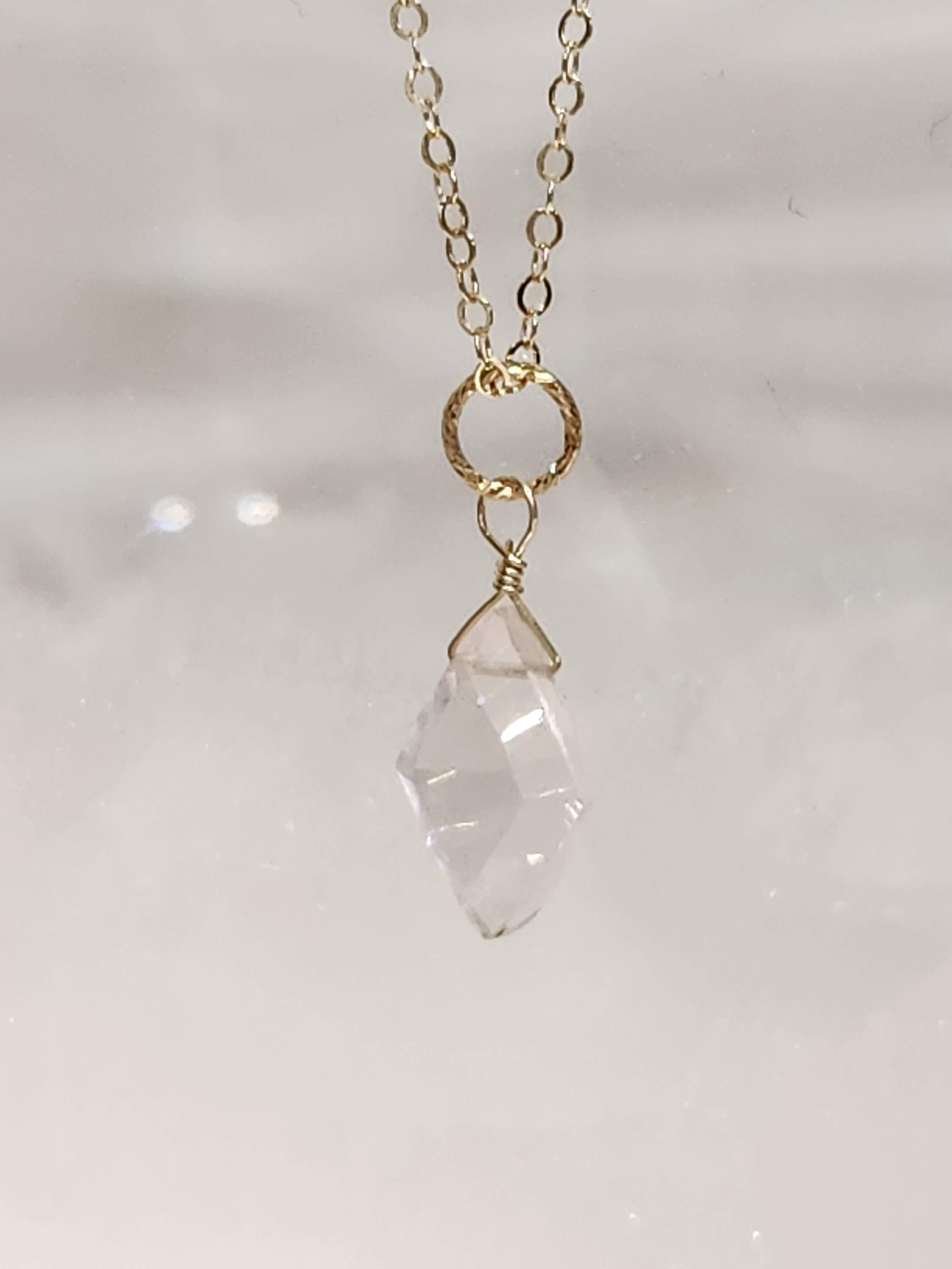 14KGF  ローズクウォーツ　ネックレス