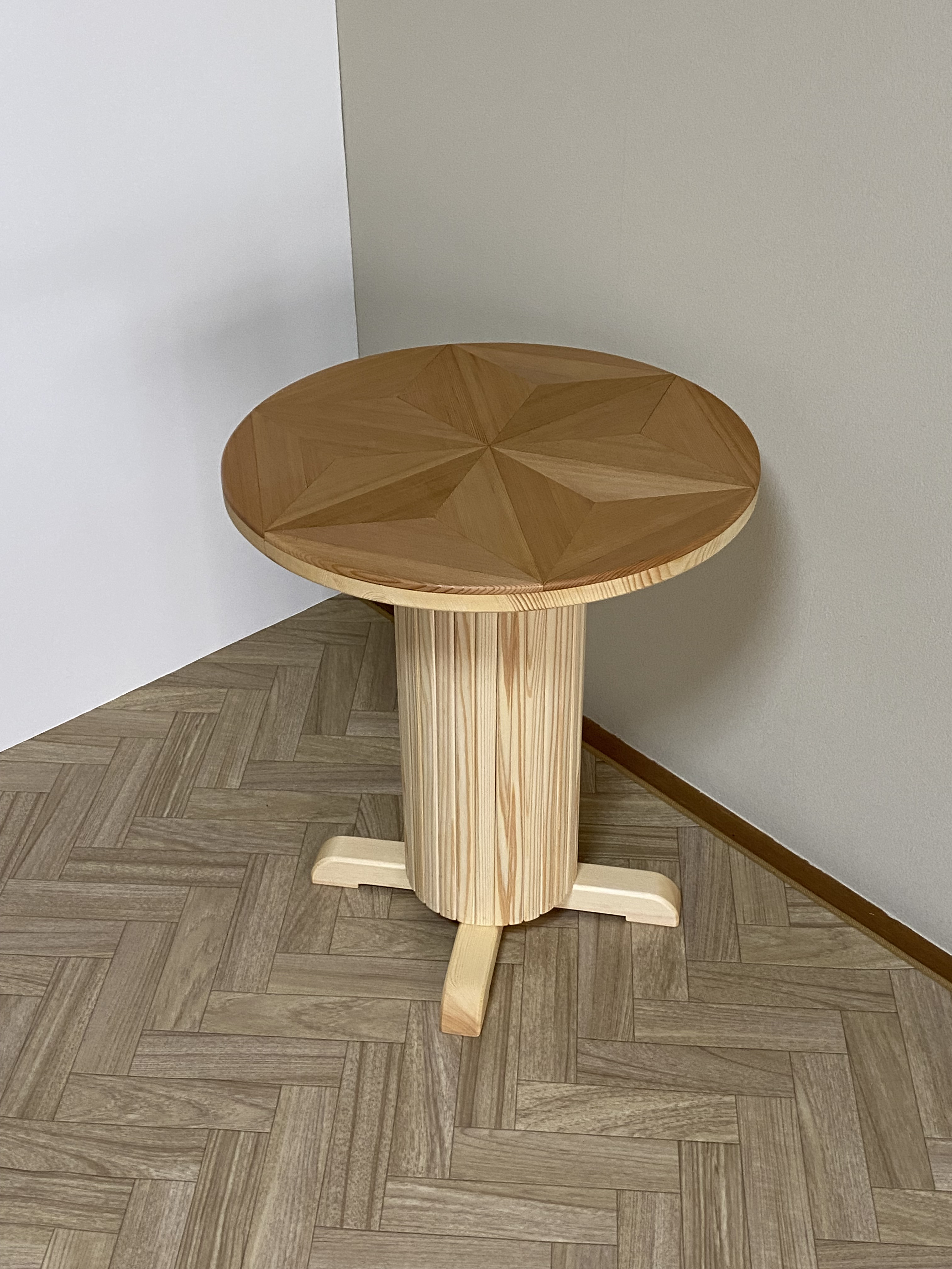 木製丸型サイドテーブル（寄木装飾※寄木細工）【受注製作販売】 サイド