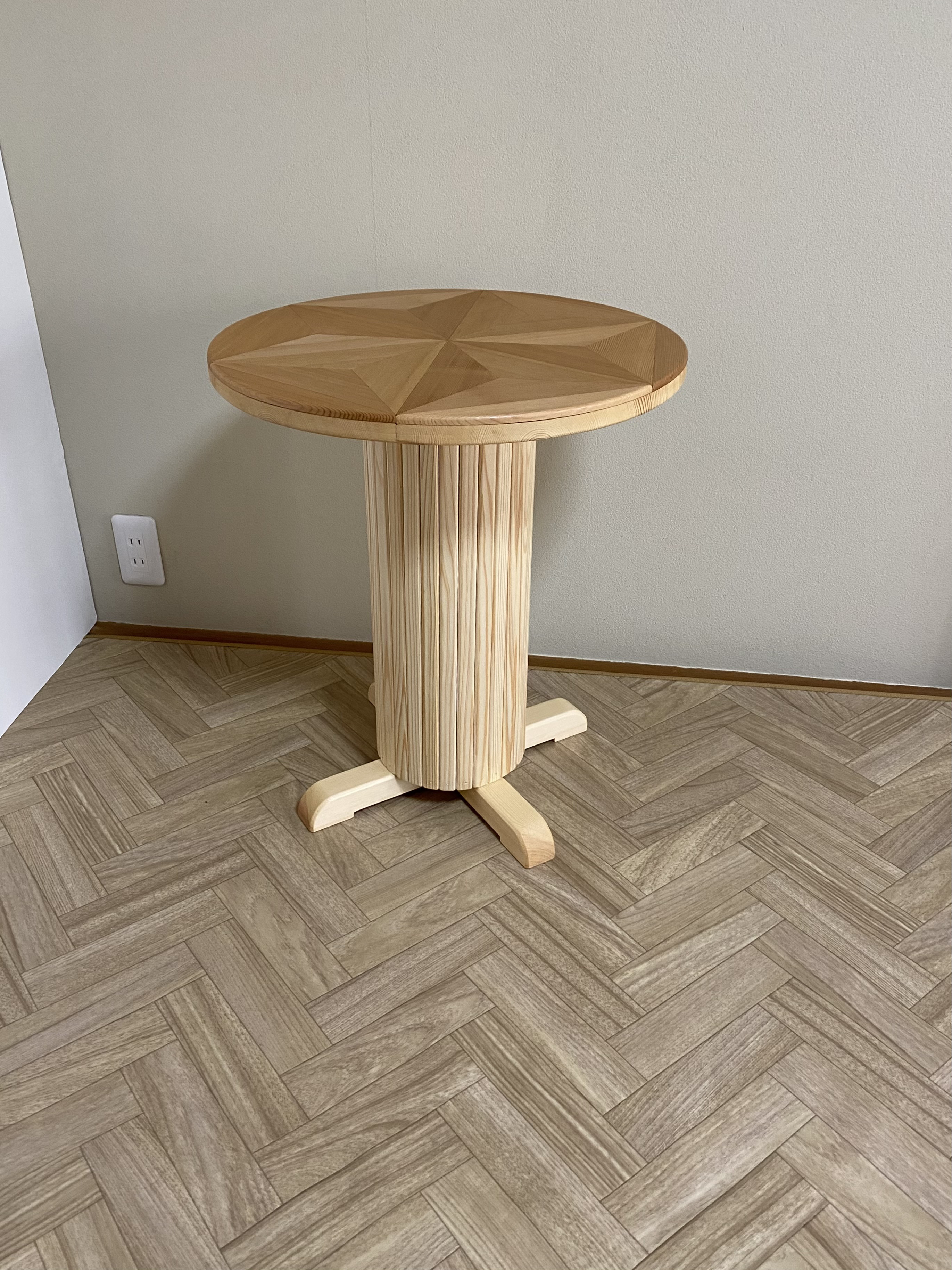 木製丸型サイドテーブル（寄木装飾※寄木細工）【受注製作販売】 サイド