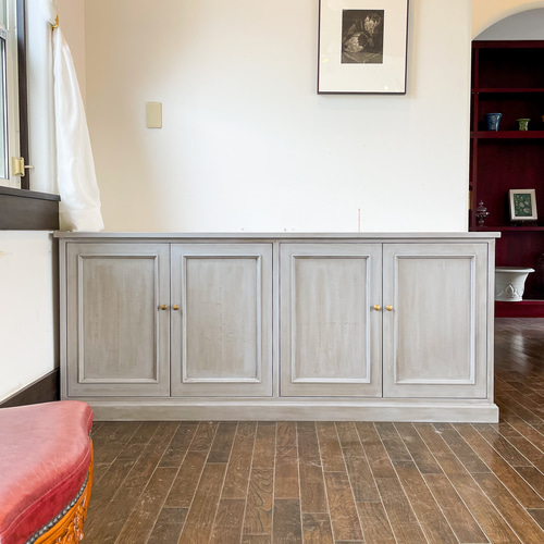 フランスアンティーク家具 ネイルサロン シャビーグレーキャビネット