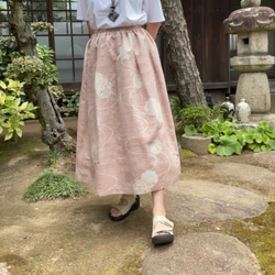 【着物リメイク】紬のセットアップ/ドルマンスリーブ/タックフレアスカート 8枚目の画像