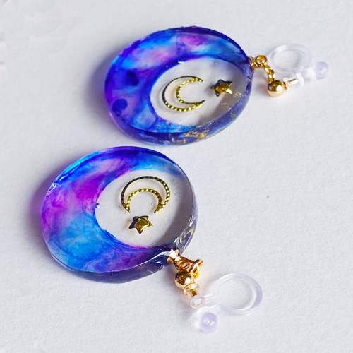 美しき宇宙｣ (大サイズ) 17【イヤリング・ピアス交換可】 透明感