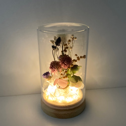 《フラワーランプ》（LEDライト付）癒しのライト　かすみ草　紫陽花　ミモザ　ラベンダー　母の日フラワー 3枚目の画像