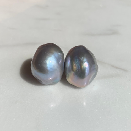 両耳用 大粒グレーバロックパール✨約14mm 一粒バロックシンプル