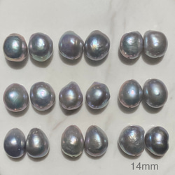 両耳用　大粒グレーバロックパール✨約14mm 一粒バロックシンプル淡水パールピアス/イヤリング変更可 3枚目の画像