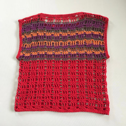 【フリーサイズ】コットン100%糸　かぎ針編みのベスト　編み物 2枚目の画像