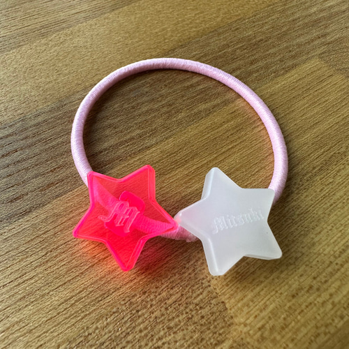 ♡ネオンカラー♡蛍光☆名入れヘアゴム☆アクリルチャーム2ケセット 