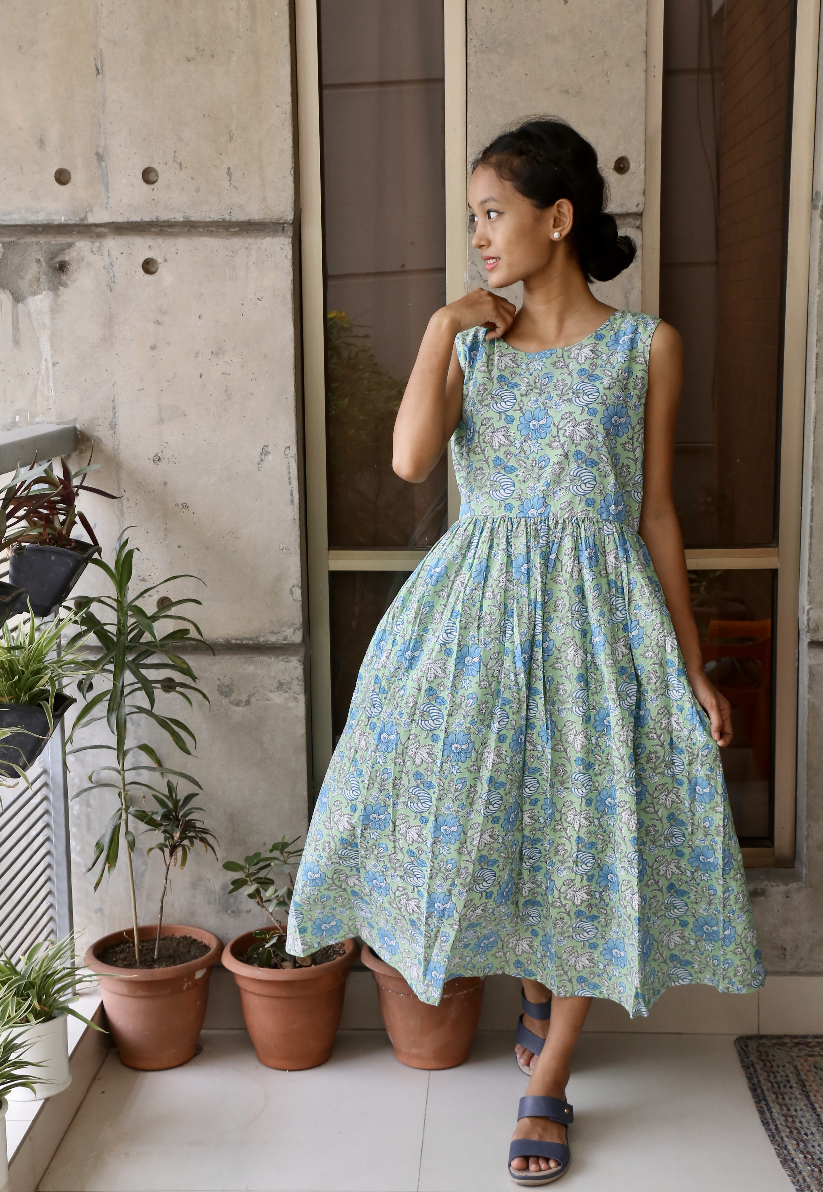 インド綿ジッパーワンピース