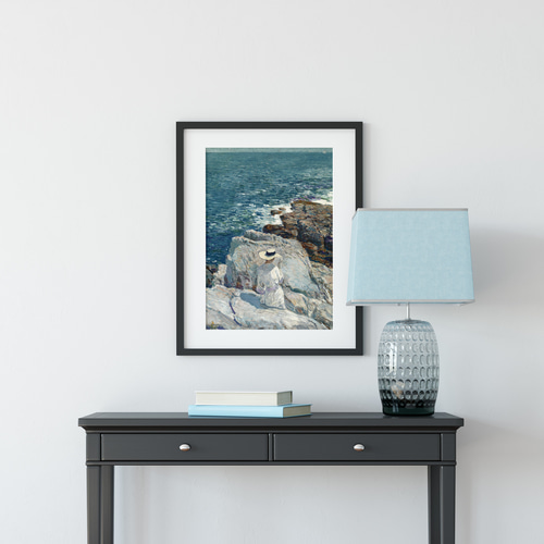 NO.458】海と女性の絵画アートポスター☆海マリン風景画さわやか癒し