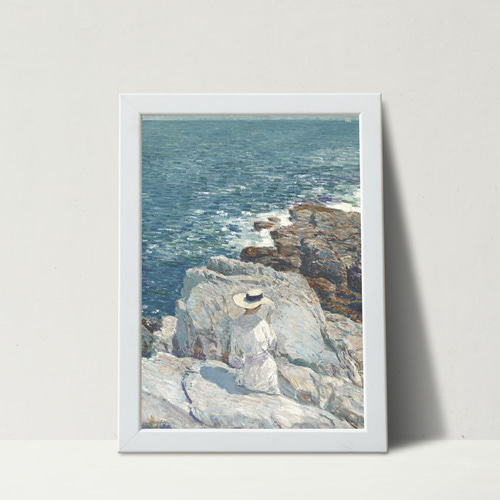 NO.458】海と女性の絵画アートポスター☆海マリン風景画さわやか癒し