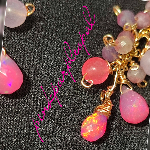 14Kgf 高品質 【ピンクパープルオパール ピンクトルマリンピアス