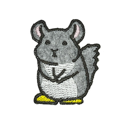 チンチラ グレー】刺繍ステッカーワッペン ワッペン・アップリケ