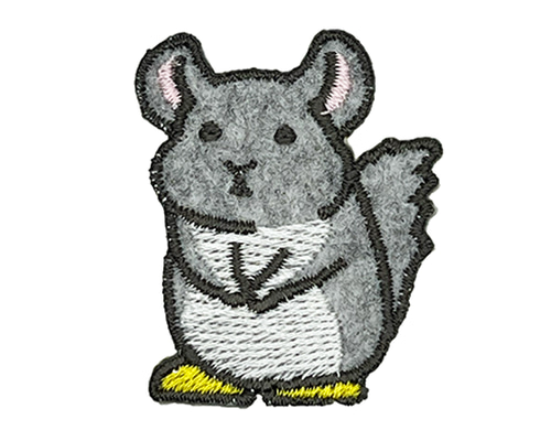 チンチラ グレー】刺繍ステッカーワッペン ワッペン・アップリケ