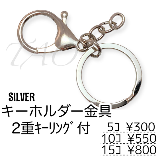 【5個】ナスカン キーホルダー金具（完成品）/2重平型キーリング付　シルバー/K-3-4 [送料無料] 1枚目の画像