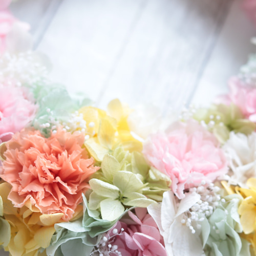パステルカラーxお花のリース屋さん♡花ぷりゅむ | 𓂂𓏸うれしい
