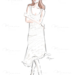 White summer dress  /イラスト/デジタルアート/おしゃれイラスト 2枚目の画像