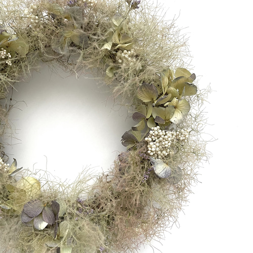 スモークツリーと紫陽花のドライフラワーリース リース Florist lugna