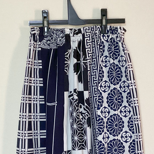 一点のみ 有松鳴海絞り浴衣 パッチワーク リメイク スカート 丈詰めOK