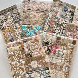 【専用】ハンドメイド 手刺繍 インドリボン バッグとマット(４枚)セット インド刺繍リボン＊ジュートバッグ(手縫い刺繍入り)Yellow