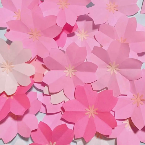 半額満載！スーパーSALE グランドセール！ 入学 卒業 春 花 サクラ 桜 さくら 壁面 切り紙 折り紙 壁面飾り 描画・絵画