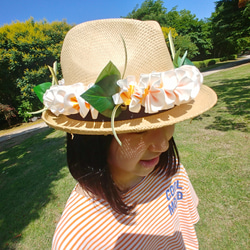 夏威夷帽花環（成人） 帽子配件 雞蛋花絲帶花環 草裙舞和婚禮 夏威夷室內裝飾 第6張的照片