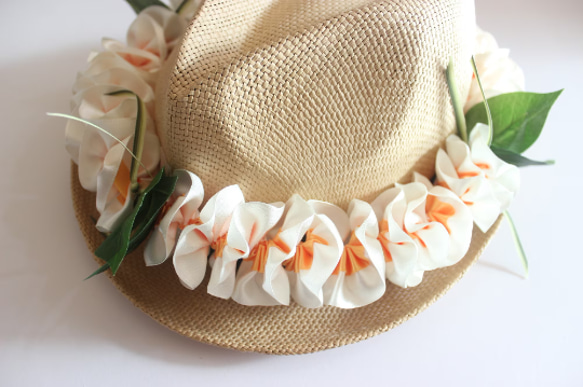 夏威夷帽花環（成人） 帽子配件 雞蛋花絲帶花環 草裙舞和婚禮 夏威夷室內裝飾 第11張的照片