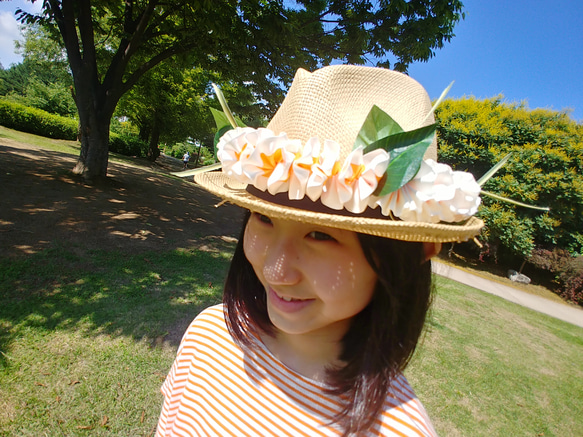 夏威夷帽花環（成人） 帽子配件 雞蛋花絲帶花環 草裙舞和婚禮 夏威夷室內裝飾 第7張的照片