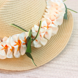 夏威夷帽花環（成人） 帽子配件 雞蛋花絲帶花環 草裙舞和婚禮 夏威夷室內裝飾 第5張的照片