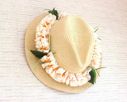 ハワイアンハットレイ（大人用） 帽子用アクセサリー プルメリア 