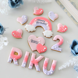 誕生日　【アイシングクッキー】　女の子　ハート　ピンク　オーダー　セット 5枚目の画像