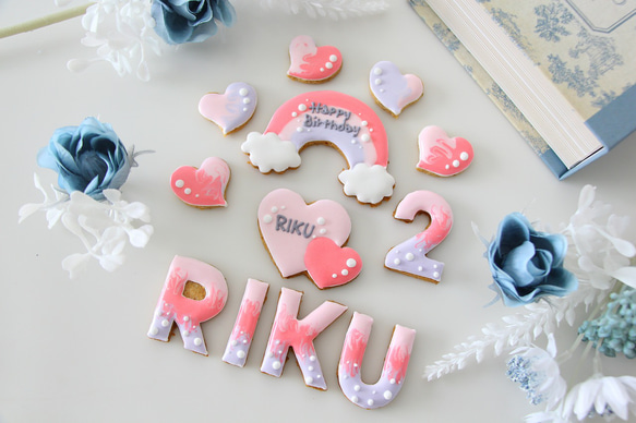 誕生日　【アイシングクッキー】　女の子　ハート　ピンク　オーダー　セット 5枚目の画像