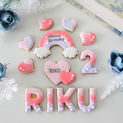 誕生日　【アイシングクッキー】　女の子　ハート　ピンク　オーダー　セット 4枚目の画像