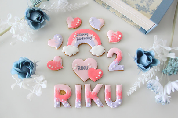 誕生日　【アイシングクッキー】　女の子　ハート　ピンク　オーダー　セット 4枚目の画像