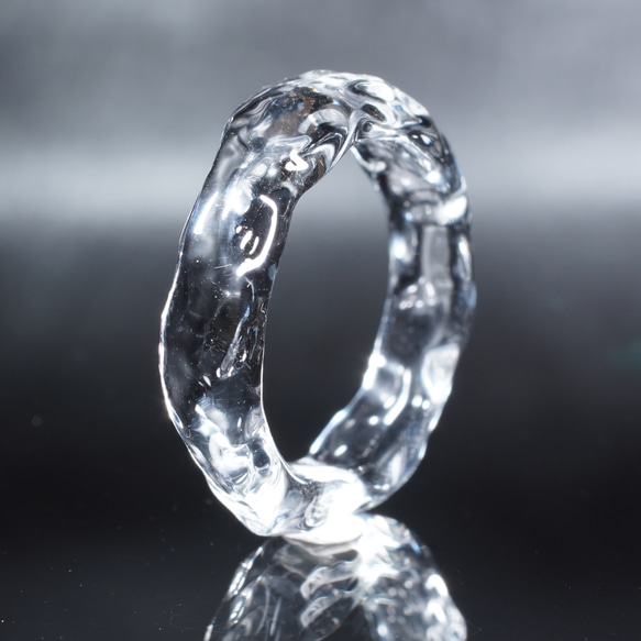 玻璃冰藍色星塵戒指和透明玻璃戒指（2 件套） 第10張的照片