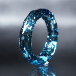 ガラスの氷　Blue Stardust Ring & Clear Glass Ring　（２点セット） 6枚目の画像