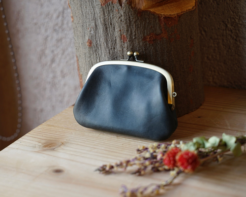 本革 親子がまぐちの小さなお財布（ブラック） がま口 BLESS 通販