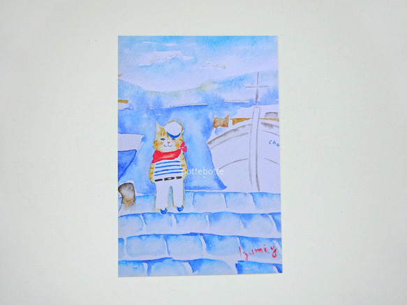 ✻ 港のマドロス・ネコ / ポストカード /  postcard / no.126 2枚目の画像