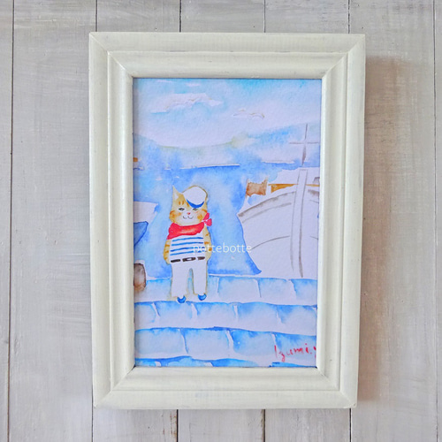 ✻ 港のマドロス・ネコ / ポストカード / postcard / no.126｜絵 水彩