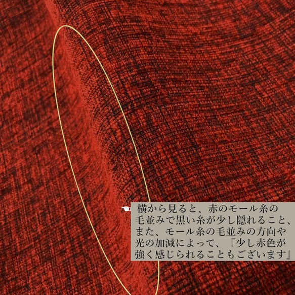 [一点物] スペイン製 モール糸 レッド 無地 クッションカバー 40×25㎝ ファスナー付 赤 [長方形] 4枚目の画像