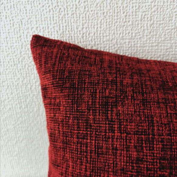 [一点物] スペイン製 モール糸 レッド 無地 クッションカバー 40×25㎝ ファスナー付 赤 [長方形] 3枚目の画像