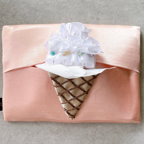 ソフトクリーム×ポケットティッシュケース(ピンク) その他ケース iki