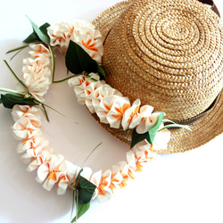 夏威夷帽花環（兒童 2 種顏色） 帽子配件 雞蛋花絲帶花環 草裙舞和婚禮 夏威夷室內裝飾 第4張的照片