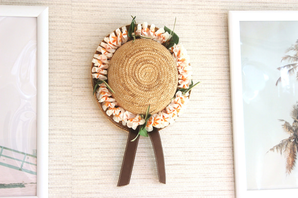 夏威夷帽花環（兒童 2 種顏色） 帽子配件 雞蛋花絲帶花環 草裙舞和婚禮 夏威夷室內裝飾 第1張的照片