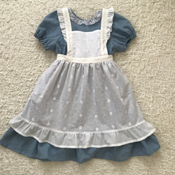 フリルエプロン 70〜130サイズ ハロウィン仮装も ホワイト 刺繍 子供服