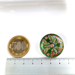 チェコガラスボタン　蝶　玉虫色/緑/ピンク　27mm 7枚目の画像